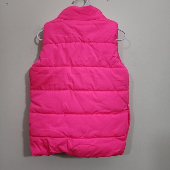 Puma NWT neon pink puffer full zip front vest girls size XXS 3/4 - Picture 4 of 7